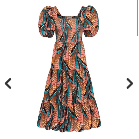 Autumn Adeigbo Della Tiered Printed Midi Dress